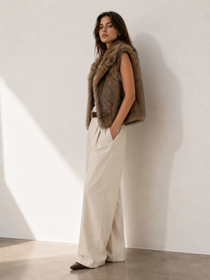 Shelter Island Faux Fur Collar Vest Faux Fur Vest