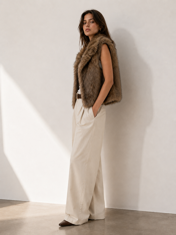 Shelter Island Faux Fur Collar Vest Faux Fur Vest
