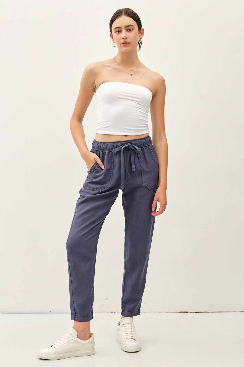 THE LARA TENCEL ANKLE PANTS-Blue Hand Home