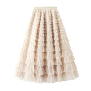 Chic Elastic Waist Tulle Tutu Midi Skirt-Blue Hand Home