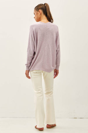 OPEN FRONT DOLMAN SLEEVE SLUB CARDIGAN-Blue Hand Home