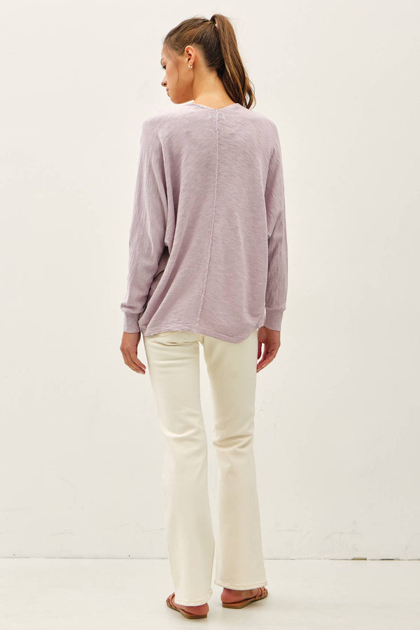 OPEN FRONT DOLMAN SLEEVE SLUB CARDIGAN-Blue Hand Home