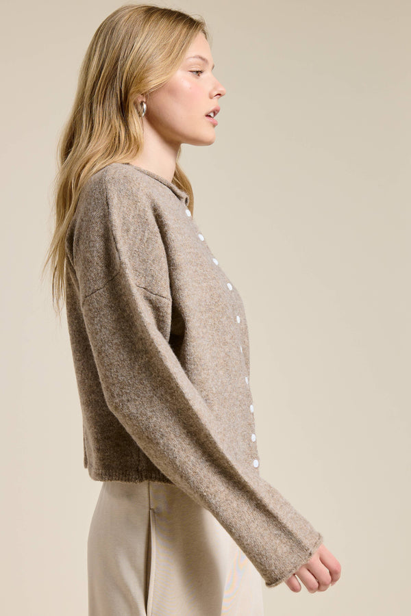 Essential Button Down Cardigan Top-Blue Hand Home