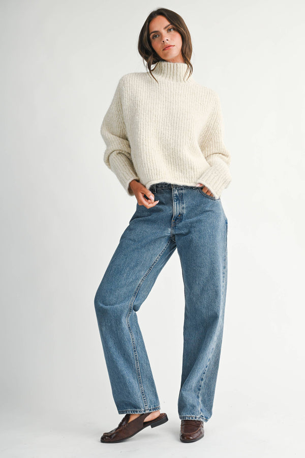 3483ik Soft Brushed Mock Neck Sweater