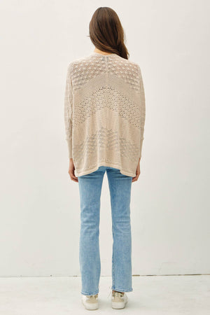 LIGHTWEIGHT CROCHET KNIT OPEN CARDIGAN-Blue Hand Home