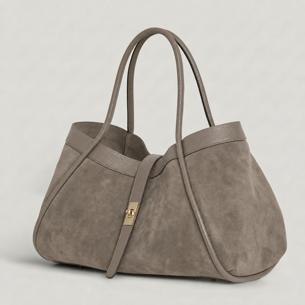 Genuine Suede And Togo Leather Bag, Made In Italy With Strap: Burgundy