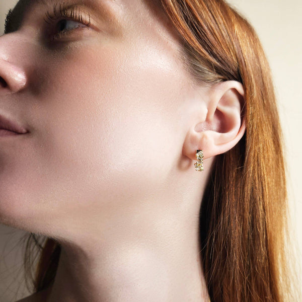 BAGUETTE HUGGIE EARRINGS - E-H11064-Blue Hand Home