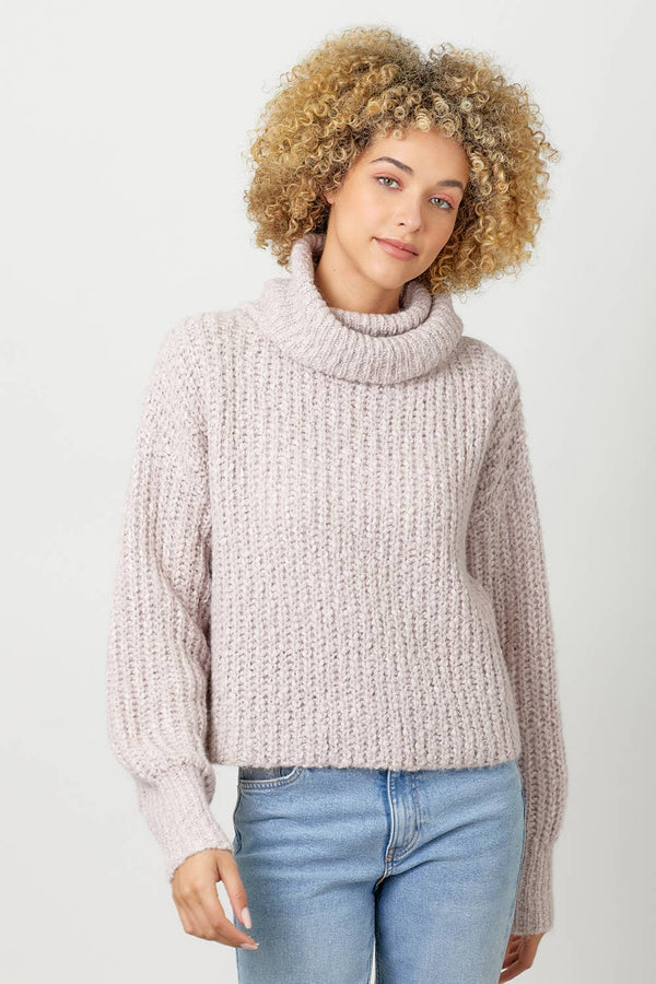 60795 Turtle Neck Cropped Sweater-Blue Hand Home