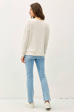 BUTTERY HACCI BRUSHED PULLOVER KNIT TOP-Blue Hand Home