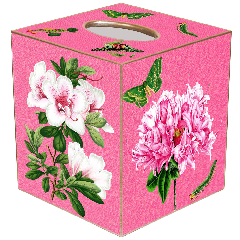 Azaleas on Pink Tissue Box Cover-Blue Hand Home