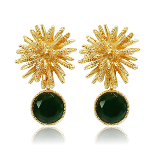 Starburst x Gem Drop Earrings - 24K Gold Plated-Blue Hand Home