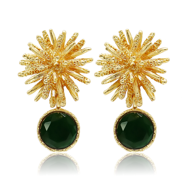 Starburst x Gem Drop Earrings - 24K Gold Plated-Blue Hand Home