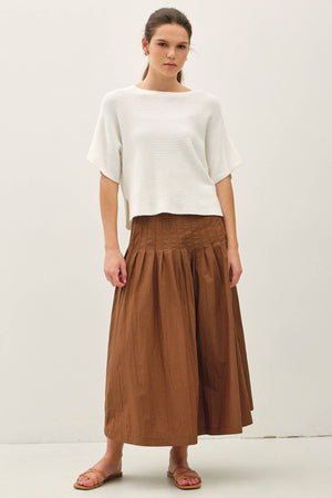 CRISP PLEATED MIDI SKIRT-Blue Hand Home