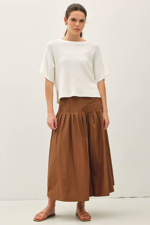 CRISP PLEATED MIDI SKIRT-Blue Hand Home
