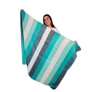 Agua Marina - Alpaca Wool Throw Blanket-Blue Hand Home