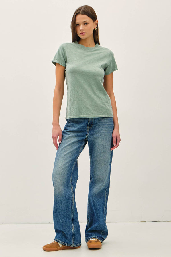 Classic Cut Acid Wash Cotton T-Shirt-Blue Hand Home