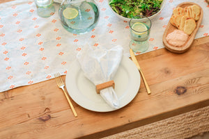 Table Runner - Vara Dogwood, Uniform Blue & Orange-Blue Hand Home