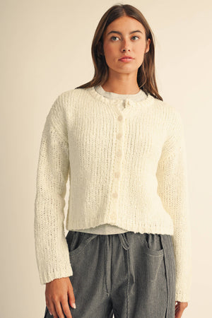 5261ik Textured Button Front Knit Cardigan Sweater
