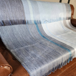 Cielo - Reversible Alpaca Wool Throw Blanket-Blue Hand Home
