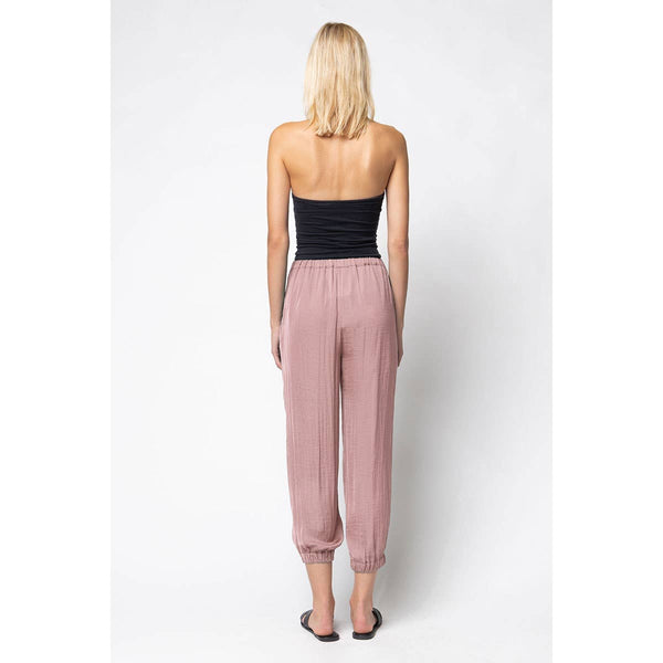 Pleated Pull-on Satin Joggers-Blue Hand Home