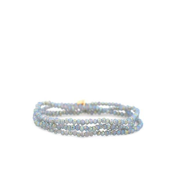 Mini stretch crystal beaded wrap bracelet-Blue Hand Home