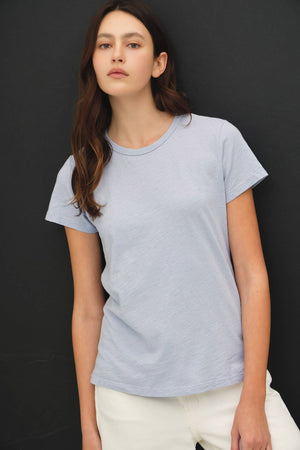 NEW SHADE-GARMENT DYED COTTON SLUB TEE-Blue Hand Home