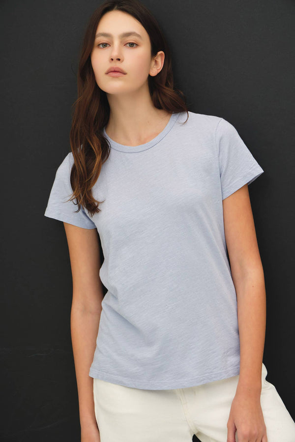 NEW SHADE-GARMENT DYED COTTON SLUB TEE-Blue Hand Home