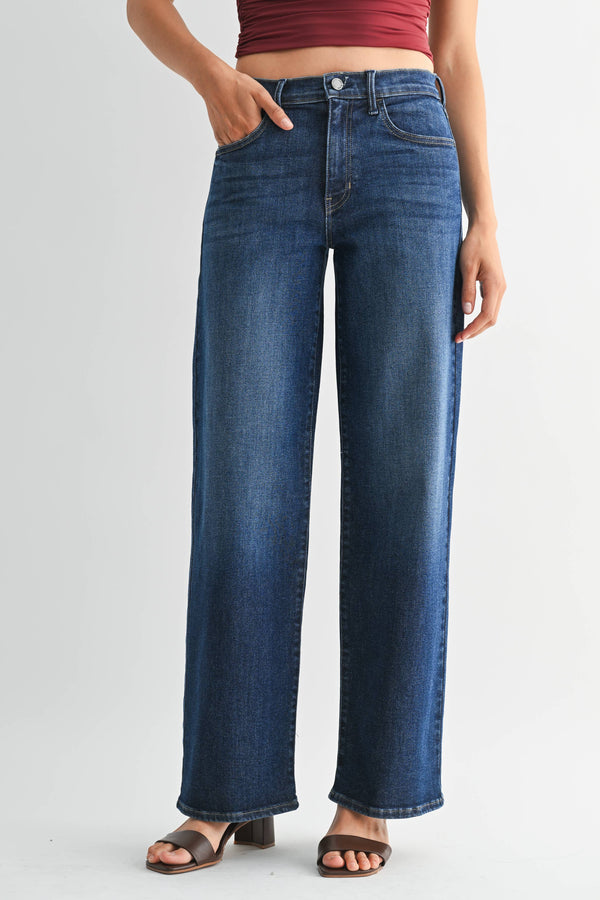 Loose Straight W/ Regular Hem - Dark Denim - Bp484j
