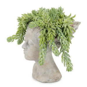 Woman with Blowing Hair-9"H-Blue Hand Home
