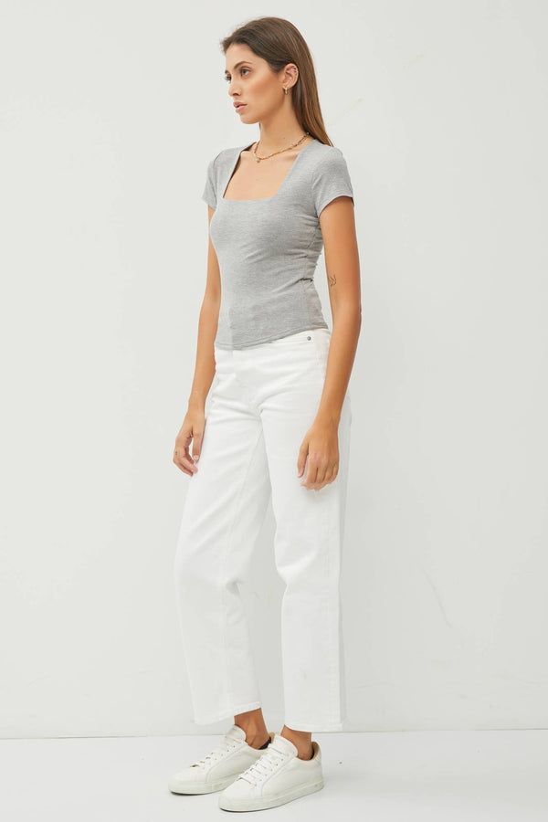 Square Neck Knit Tee-Blue Hand Home