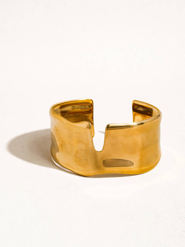Clyde 18K Gold Non-Tarnish Abstract Bold Bangle-Blue Hand Home
