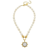 Florence Bee Coin Pearl Necklace-Blue Hand Home