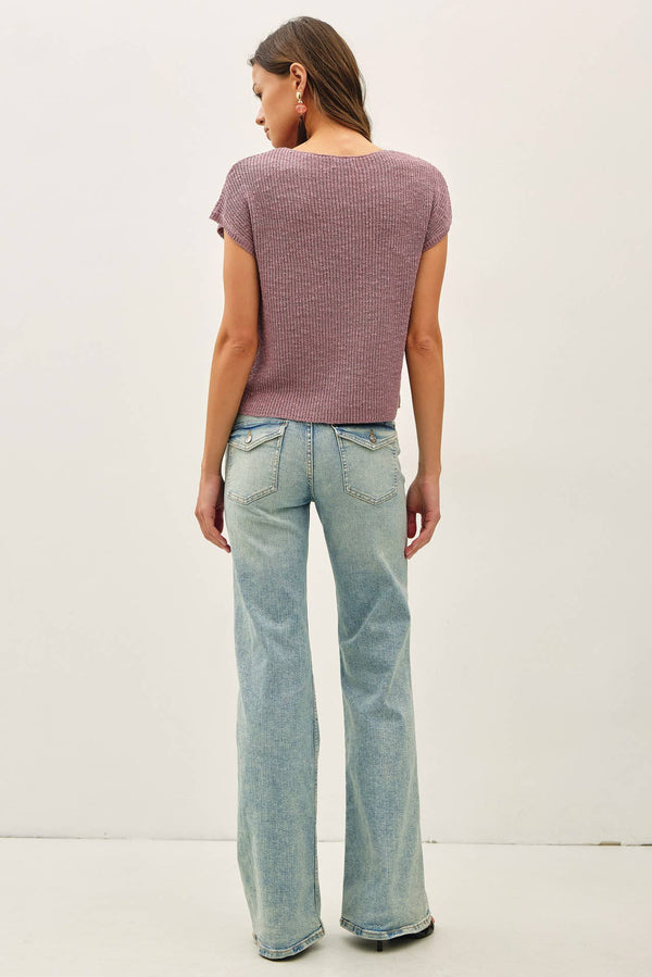 [New Color] Patch Pocket Dolman Cap Sleeve Boxy Knit
