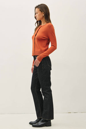 Ultra Soft Essential Basic Crewneck Button Up Cardigan
