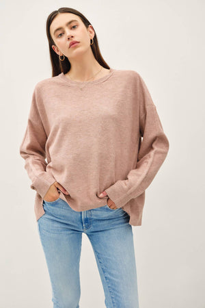 OVERSIZED SLUB YARN SWEATER WITH BACK STITCHING-Blue Hand Home