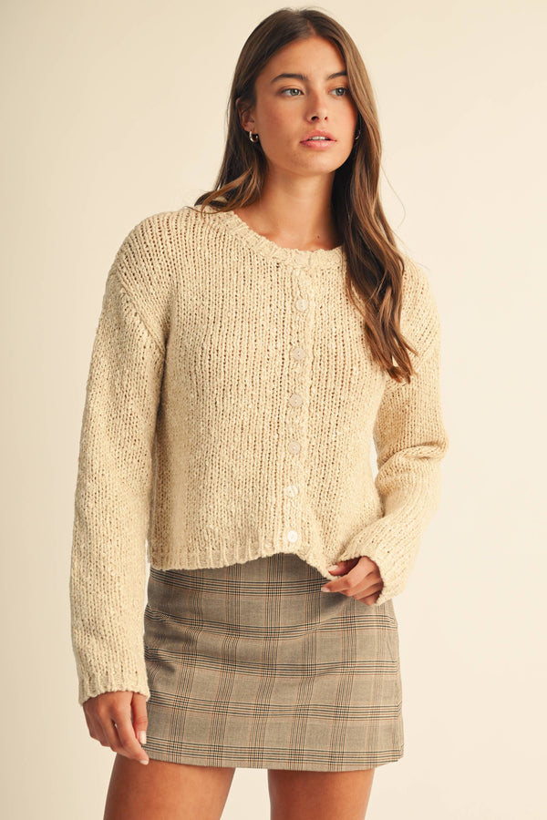 5261ik Textured Button Front Knit Cardigan Sweater