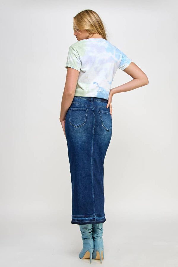 Released Hem Maxi Skirt-Blue Hand Home