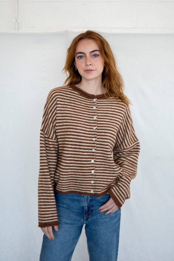Piper Cardigan - Mini Striped-Blue Hand Home