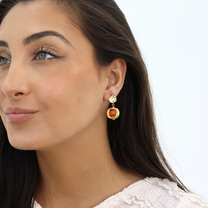 Coriandoli Earrings Colorful Beads - 24K Gold Plated