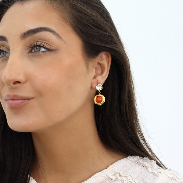 Coriandoli Earrings Colorful Beads - 24K Gold Plated