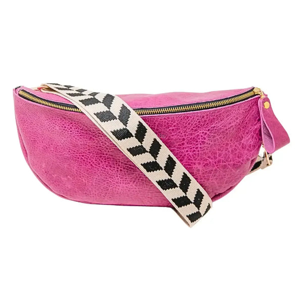 Leather Crossbody Sling Bag, Medium Size - The Ruby-Blue Hand Home