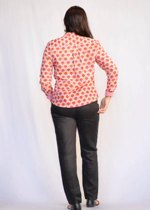 Frannie Shirt-Coral-Blue Hand Home