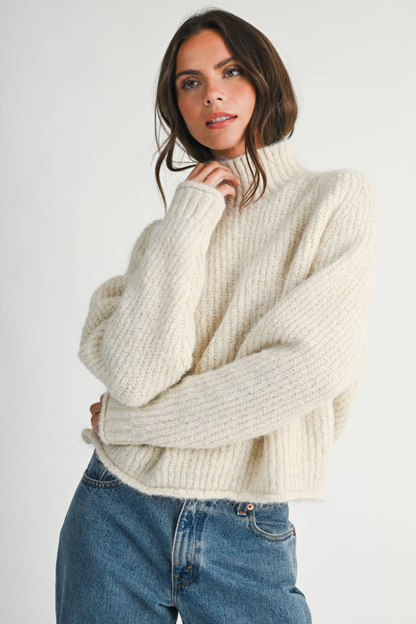 3483ik Soft Brushed Mock Neck Sweater