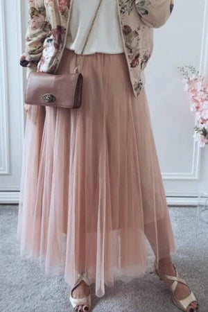 20 Colors Ethereal Flowy Elastic Waist Pleated Tulle Skirt