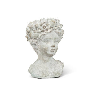 Woman w/Flower & Fruits Head Planter-Blue Hand Home