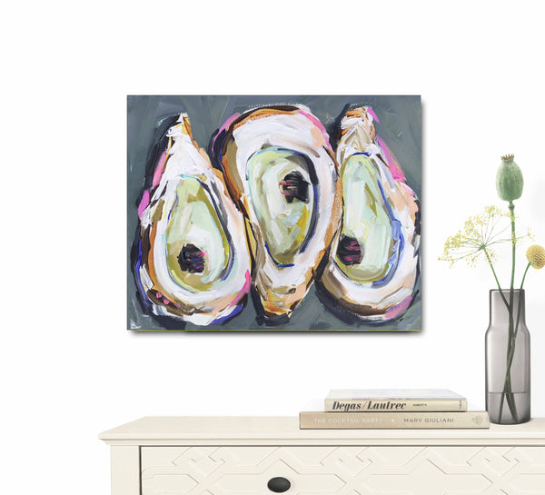 Oyster Print on Paper "Oysters on Blue"-Blue Hand Home