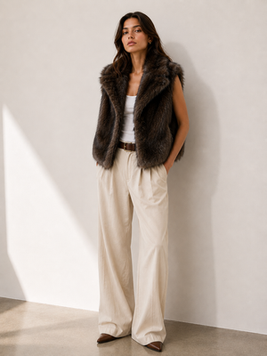 Shelter Island Faux Fur Collar Vest Faux Fur Vest