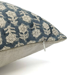 Handcrafted Block Print Duck Canvas Pillow Cover -Tulsi Buti-Blue Hand Home