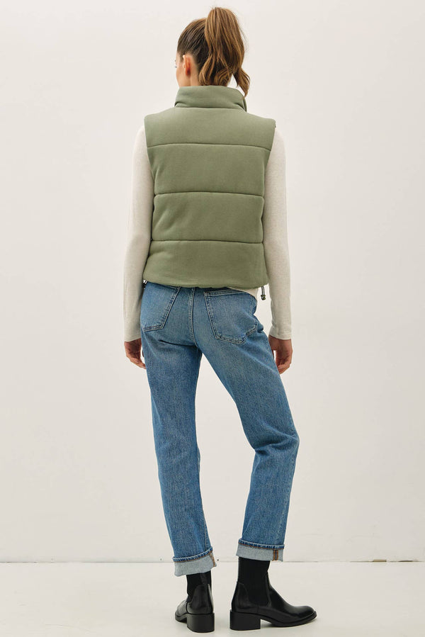 Classic Puffer Zip Up Vest W/ High Neck