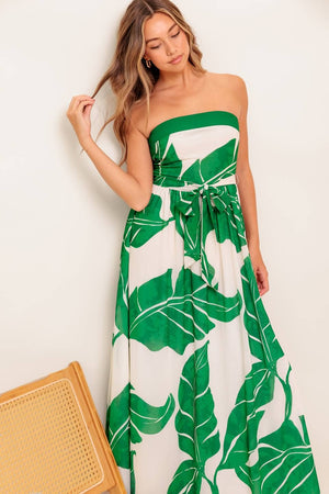 A printed woven ankle dress - ID22476-Blue Hand Home